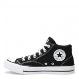 Zapatillas altas de lona en color negro con detalles en blanco, diseño clásico de Converse.