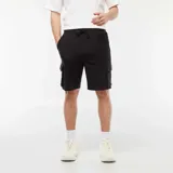 Bermuda de chándal negra con múltiples bolsillos tipo cargo.
