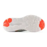 Championes para running New Balance 411 V3, color blanco con detalles en rosa y amarillo.