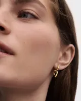 Aros colgantes dorados con forma de eslabón retorcido.