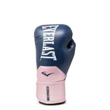 Guantes de boxeo Everlast Elite, color azul marino y rosa, con logo Everlast en blanco.