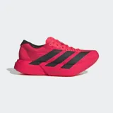 Championes Adidas Adizero Adios Pro 4 color fucsia con detalles en negro. Diseñados para corredores veloces, con varillas de carbono ENERGYRODS 2.0, mediasuela con perfil curvado y tecnología de espuma de doble capa ultraligera LIGHTSTRIKE PRO. Suela con compuesto de caucho Continental™ y tecnología LIGHTTRAXION.