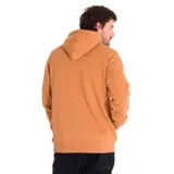 Buzo canguro verde oliva con capucha ajustable y cordones, bolsillo frontal y logo CAT estampado en blanco en el pecho.