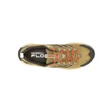 Championes de senderismo Merrell Moab Speed 2, color marrón con detalles en negro y naranja. Capellada de malla técnica y TPU reciclado, cordones y correas recicladas, cuello acolchado, forro de malla reciclada, plantilla de espuma EVA reciclada, entresuela de espuma FloatPro y suela Vibram TC5+.