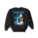 Buzo gris con cuello redondo, puños y cintura acanalados. Estampado frontal con el logo de la marca en azul y rosa.