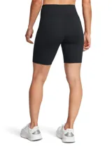 Short deportivo negro de tiro alto, con logo de Under Armour en la pierna izquierda.