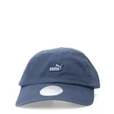 Gorra de gabardina azul con logo de Puma bordado en el frente.