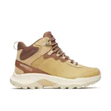 Botas de senderismo Merrell Speed Strike 2, color marrón claro con detalles en marrón oscuro y beige. Fabricadas en cuero y gamuza impermeables, con suela de goma adherente y cordones de tela.