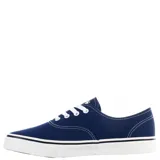 Championes urbanos de lona color azul marino, con cordones blancos y suela blanca con línea negra. Logo de la marca en el lateral.