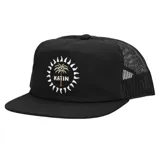 Gorro de visera plana color negro con logo bordado de palmera y malla trasera.