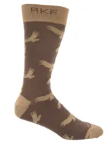 Calcetines marrones con diseño de águilas en vuelo, confeccionados en fibra de bambú.