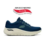 Championes deportivos Skechers Arch Fit 2.0 color azul marino, con cordones y capellada de malla técnica. Cuentan con plantilla extraíble Arch Fit con soporte en el arco plantar certificado por podólogos y media suela con amortiguación.
