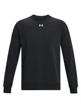 Buzo Under Armour Rival Fleece Crew gris con logo blanco en el pecho.