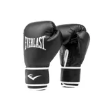 Guantes de boxeo Everlast Core negros con detalles en blanco, diseñados para entrenamiento y sparring.