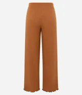 Pantalón recto color marrón de rib texturizado con cintura mediana.