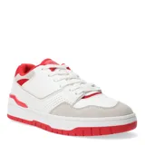 Championes urbanos blancos con detalles en rojo y gris.