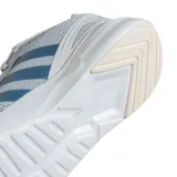 Championes Adidas Lift Style color gris con detalles en azul y suela blanca. Zapatillas de running con tecnología Cloudfoam para mayor amortiguación y comodidad.