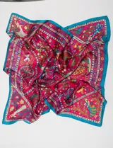 Bandana de satén estampado con diseño abstracto multicolor, marca Barrington.