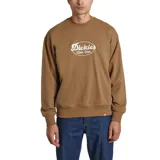 Buzo marrón de cuello redondo, marca Dickies, modelo Gridley. Presenta logo de la marca estampado en el pecho.