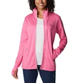 Campera polar Columbia con cierre frontal, bolsillos laterales con cierre y orificios para pulgares.