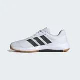 Championes de training Adidas Dropset Base, color blanco con detalles en negro y suela color caramelo.