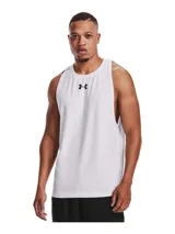 Musculosa deportiva Under Armour Zone color celeste con logo blanco en el pecho.