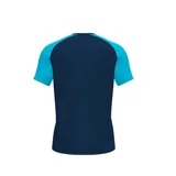 Remera deportiva Joma Academy IV para hombre, color azul marino con mangas cortas celestes y logo blanco estampado en el pecho.