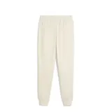Pantalón de jogging beige de corte recto, con cintura elástica ajustable con cordón y logo de Puma bordado en color bordó en la pierna izquierda.