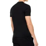 Remera de manga corta, cuello redondo, color negro, con el logo EA7 Emporio Armani estampado en tono gris oscuro en el centro del pecho.