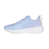 Championes de running 361 color celeste con detalles en lila y verde.