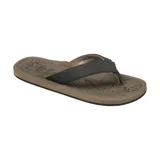 Ojotas Reef de hombre con plantilla marrón con diseño de mapa y tira de cuero sintético texturizado color negro.