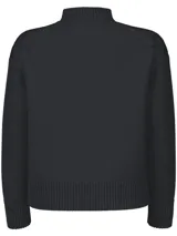 Sweater negro de punto de algodón orgánico con cuello alto y logo CK bordado en el pecho.