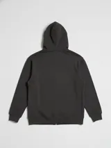 Canguro crudo con capucha, cierre frontal y bolsillos tipo canguro.