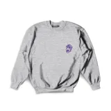 Buzo gris de algodón con cuello redondo y puños y cintura acanalados. Estampado pequeño en el pecho con la cara de Alf y estampado grande en la espalda con el mismo diseño.