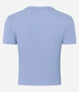 Blusa verde oscuro de algodón acanalado, corte ajustado y cuello redondo.