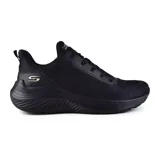 Championes Skechers Bobs Sport Squad Waves color negro. Capellada de tejido técnico monocromático con cordones. Plantilla acolchada Skechers Memory Foam. Entresuela contorneada que absorbe los impactos. Suela de tracción flexible.