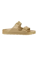 Sandalias Birkenstock Arizona Eva color dorado, con dos correas ajustables con hebilla.