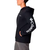 Buzo canguro Columbia Beaumont Hoodie color beige con capucha ajustable con cordón, bolsillo tipo canguro y logo de la marca estampado en la manga.