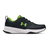 Championes Under Armour Charged Edge para hombre, color negro con detalles en verde flúor y suela blanca. Ideales para entrenamiento en gimnasio o al aire libre.