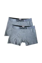 Pack de dos bóxer briefs Levi's color gris con cintura elástica negra y logo de la marca en blanco.