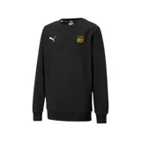 Sweater negro de cuello redondo, con logo de Puma bordado en blanco en el pecho izquierdo y escudo del Club Atlético Peñarol bordado en amarillo y negro en el pecho derecho.