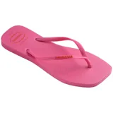 Ojotas Havaianas Slim Square Logo Pop color fucsia, con logo en las tiras.