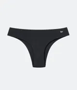 Bombacha bikini negra de microfibra con corte láser y forro de algodón.