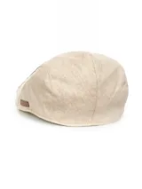 Gorra tipo newsboy de lino color celeste.