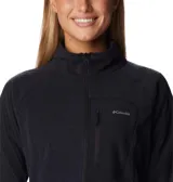 Buzo polar Columbia negro con cuello alto y cierre 1/2. Cuenta con tecnología Omni-Heat™ Helix, bolsillo con cremallera en el pecho y bolsillos para las manos con cremallera.