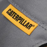 Riñonera Caterpillar (CAT) color gris medio, con compartimento principal con cierre de cremallera y tirador de tela con el logo de Caterpillar. Presenta un parche con el logo CAT en el frente y cierre con cremallera amarilla.