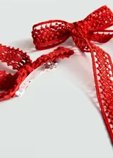 Par de lazos rojos de crochet para el pelo, con pasador metálico.