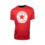 Remera roja de algodón con cuello redondo y manga corta. Estampado frontal con el logo Converse Chuck Taylor All Star en blanco.