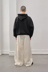 Pantalón baggy color crema de poplin 100% algodón.