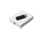 Billetera minimalista gris de cuero sintético con capacidad para varias tarjetas y sistema de eyección automática.